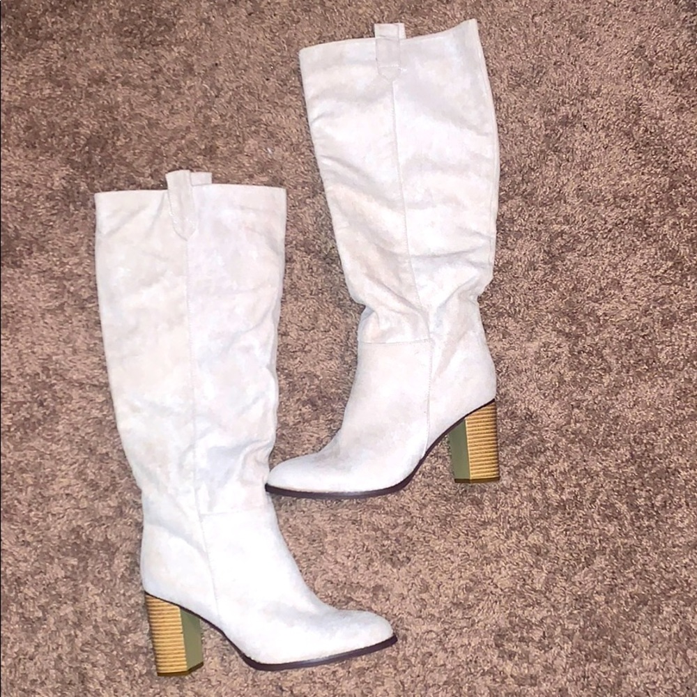 Cream suede boots size 10